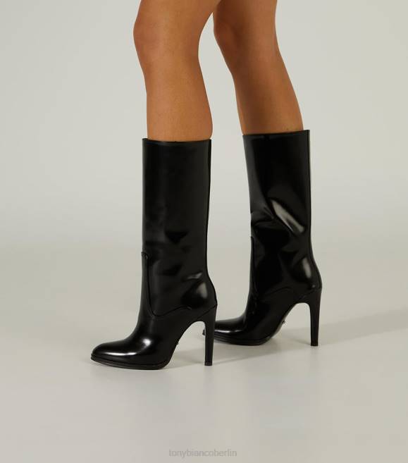 kniehohe Stiefel| de Tony Bianco Frauen Hadley-Kalbsstiefel Schwarz hochglänzend 4624394